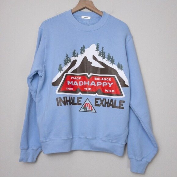 NEW [SET] Madhappy Winter Outdoors Crewneck Sweatpants M Bluejay Inhale Exhale - Picture 3 of 16